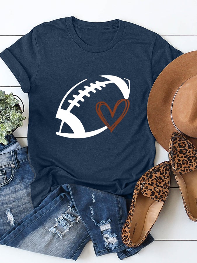 š„Buy 2 Get 5% Offš„Women's Football Love Cotton Tee