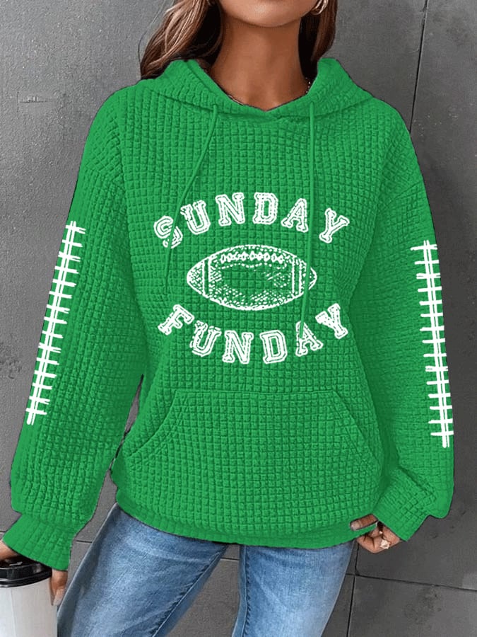 š„Buy 2 Get 5% Offš„Women's Sunday Funday Football Fans Lovers Gameday Casual Waffle Hoodie
