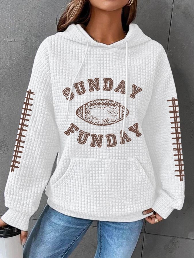 š„Buy 2 Get 5% Offš„Women's Sunday Funday Football Fans Lovers Gameday Casual Waffle Hoodie