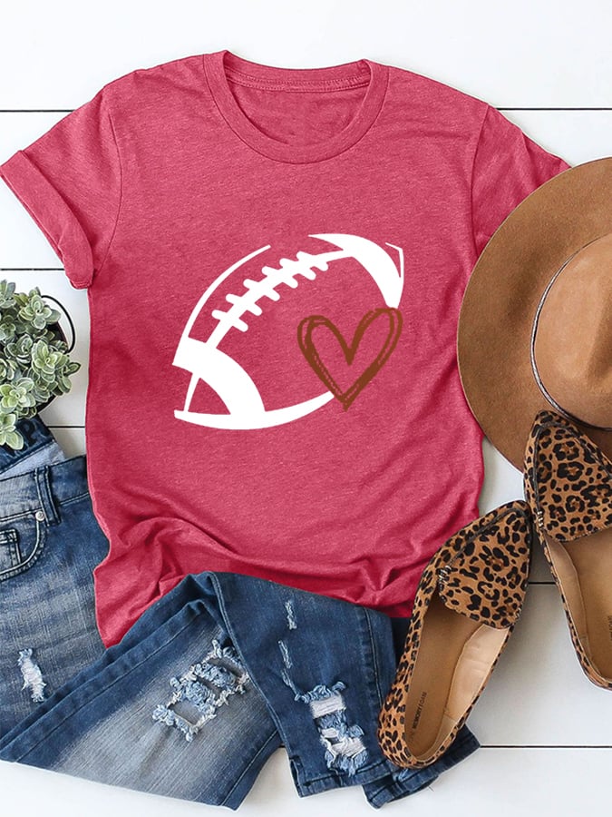 š„Buy 2 Get 5% Offš„Women's Football Love Cotton Tee