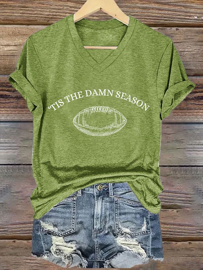 š„Buy 2 Get 5% Offš„Women's Tis The Damn Season Printed Casual V-Neck T-Shirt