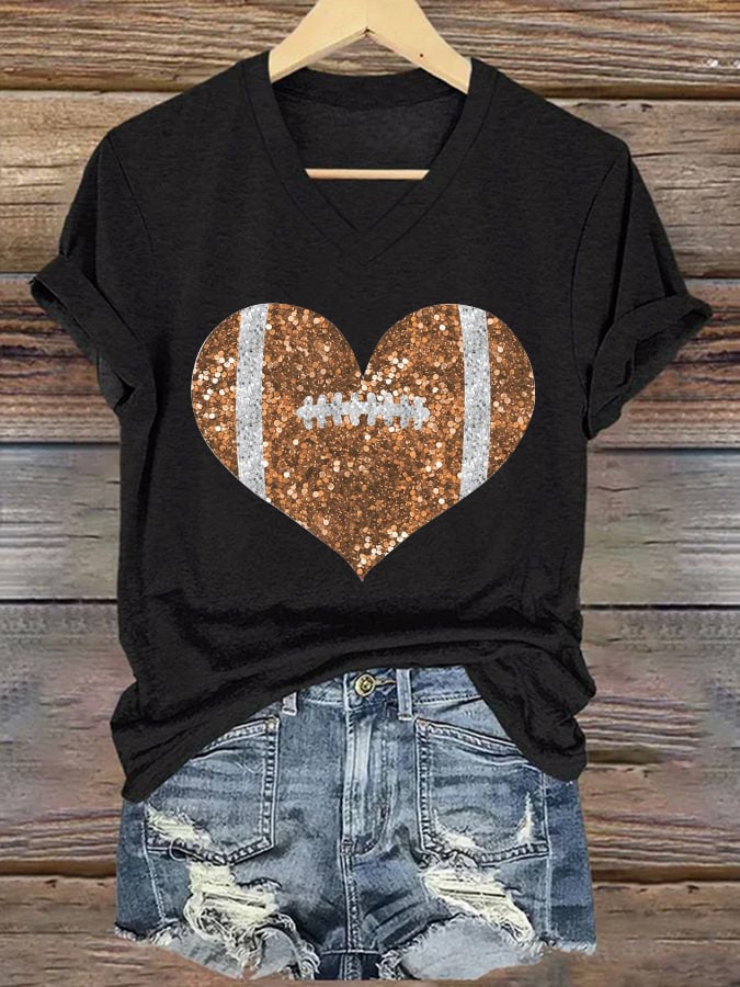 š„Buy 2 Get 5% Offš„Women's Sequined Football Print Casual T-Shirt