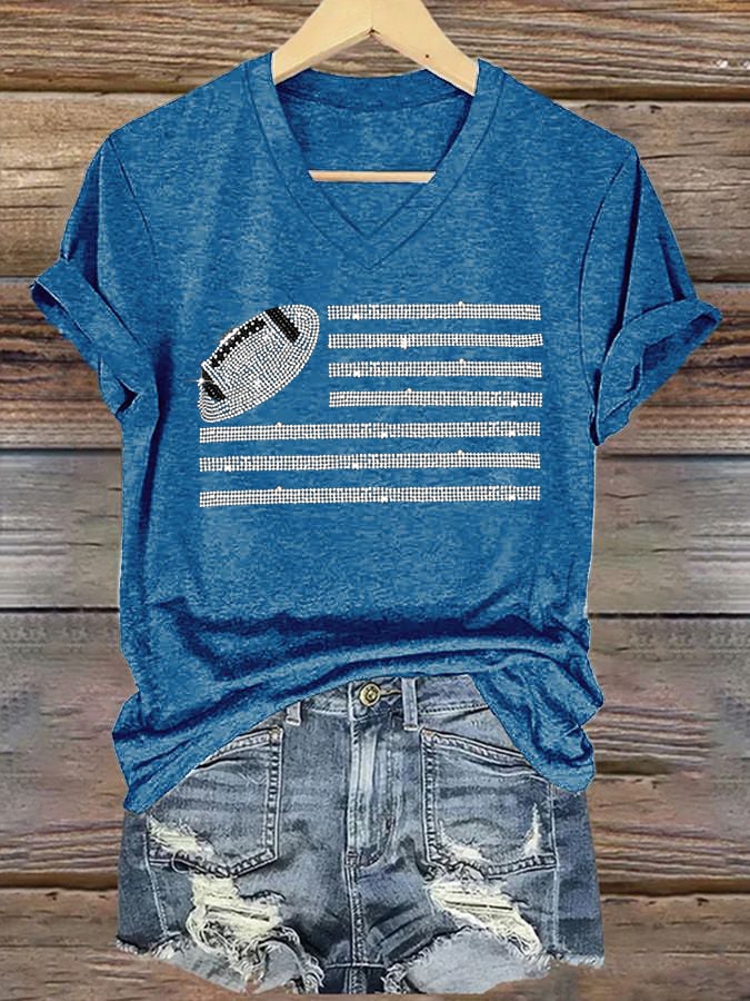 š„Buy 2 Get 5% Offš„Women'S Football Bling Print Casual T-Shirt