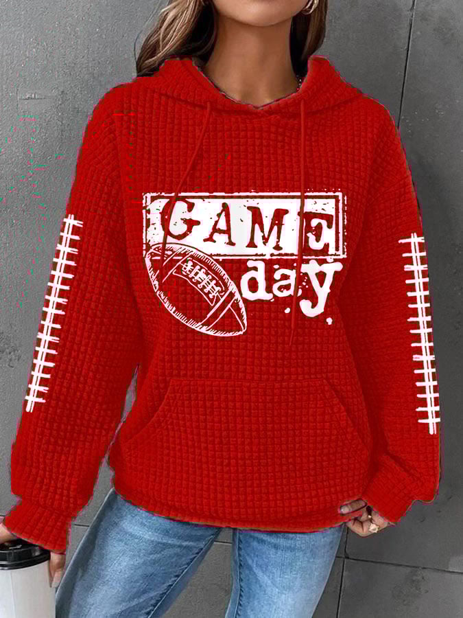 š„Buy 2 Get 5% Offš„Women's Football Fans Lovers Gameday Casual Waffle Hoodie