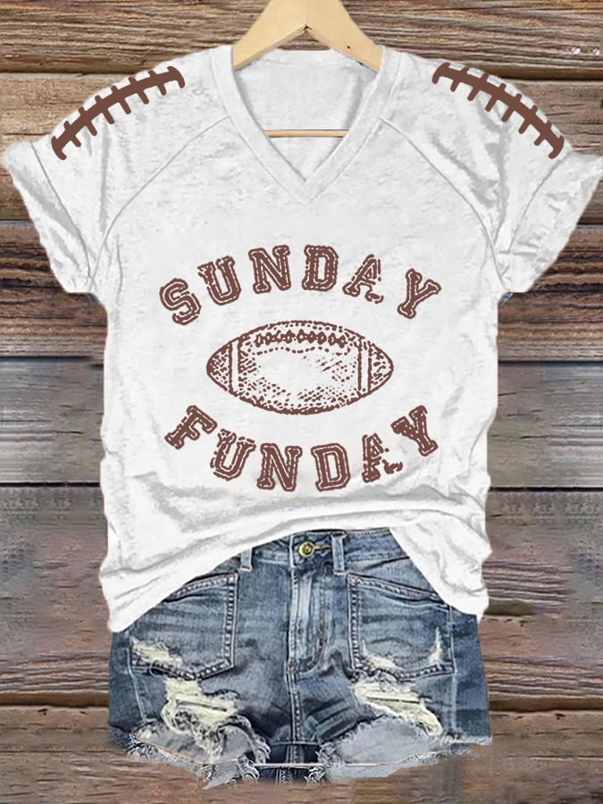 š„Buy 2 Get 5% Offš„Women's Sunday Funday Football Fans Lovers Gameday Casual V-Neck Tee