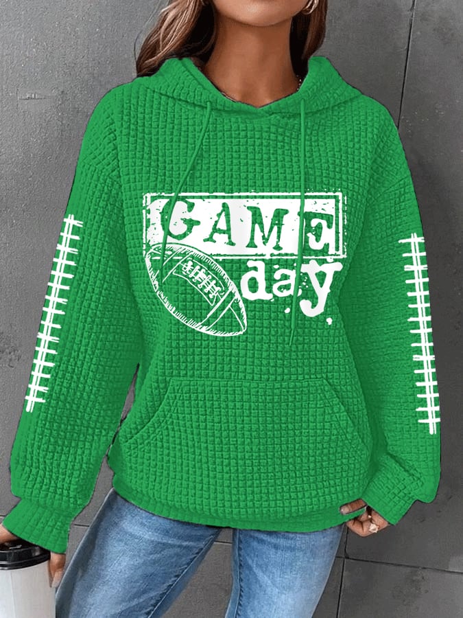š„Buy 2 Get 5% Offš„Women's Football Fans Lovers Gameday Casual Waffle Hoodie