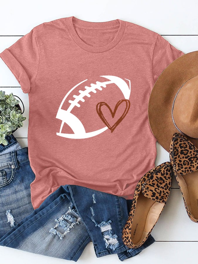 š„Buy 2 Get 5% Offš„Women's Football Love Cotton Tee