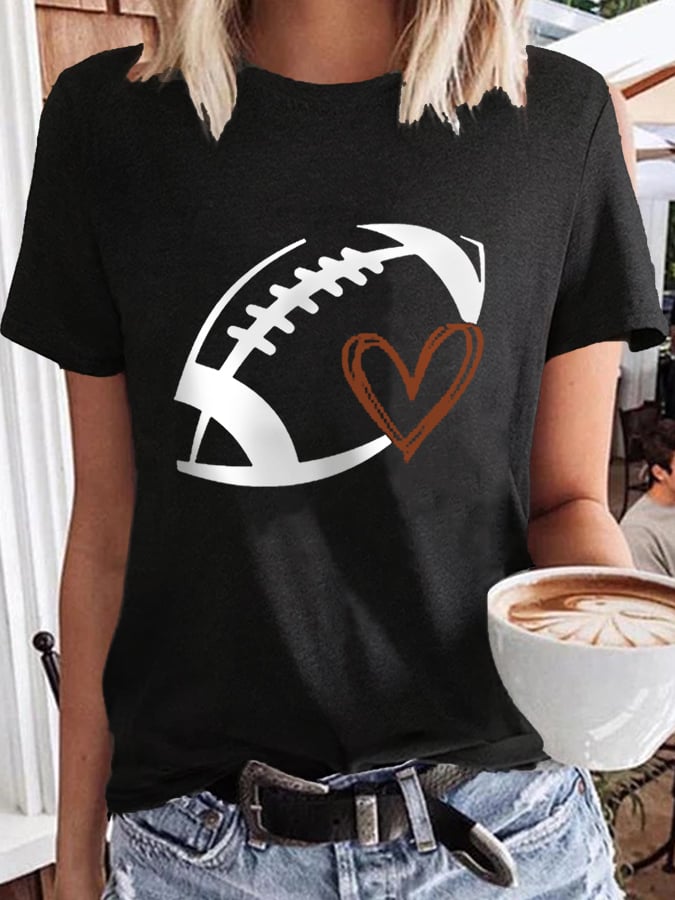 š„Buy 2 Get 5% Offš„Women's Football Love Cotton Tee