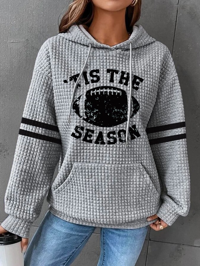 š„Buy 2 Get 5% Offš„Women'S Tis The Season Football Print Casual Waffle Hoodie