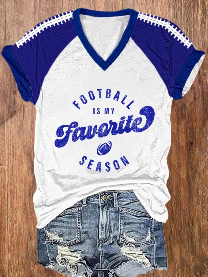 š„Buy 2 Get 5% Offš„Women's Football Fans Lovers Football Is My Favorite Season Casual V-Neck Tee