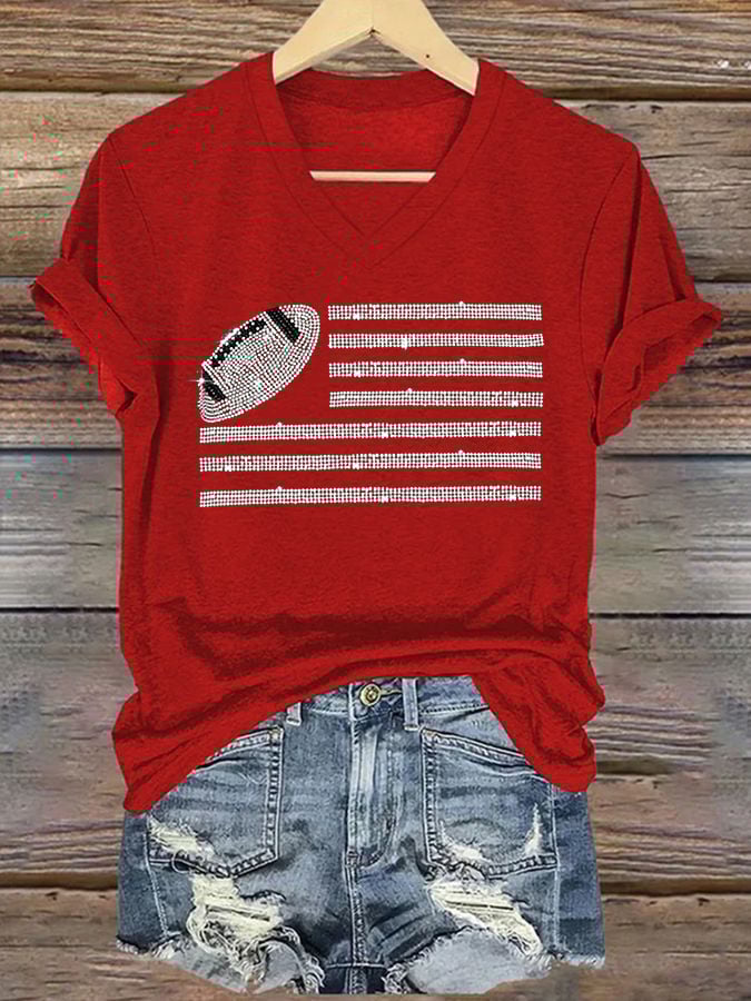 š„Buy 2 Get 5% Offš„Women'S Football Bling Print Casual T-Shirt