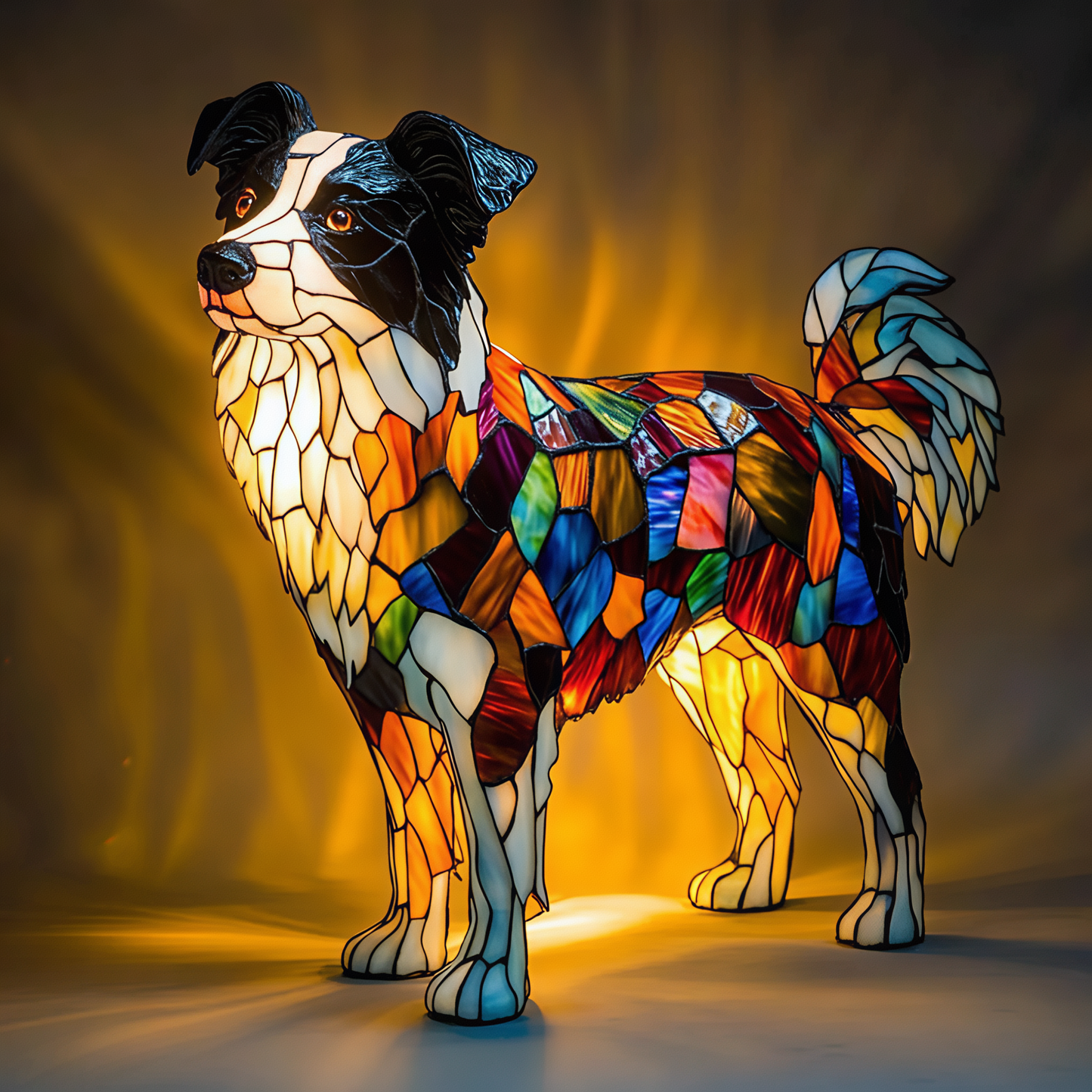 Border Collie Resin Art Lamp