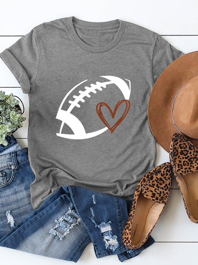 š„Buy 2 Get 5% Offš„Women's Football Love Cotton Tee