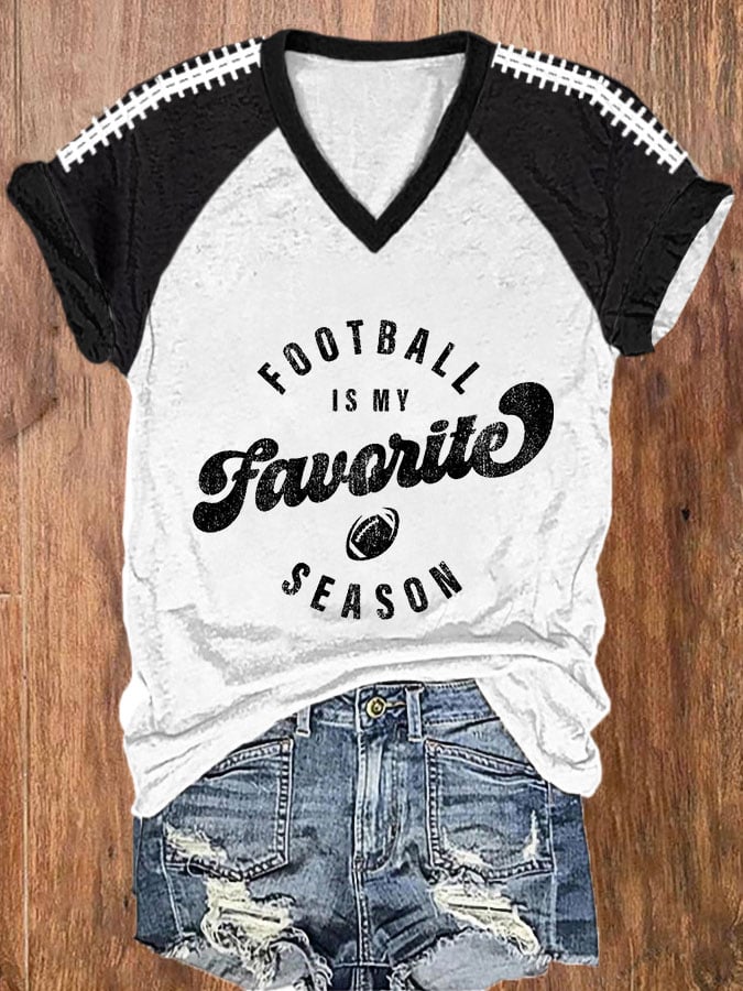 š„Buy 2 Get 5% Offš„Women's Football Fans Lovers Football Is My Favorite Season Casual V-Neck Tee