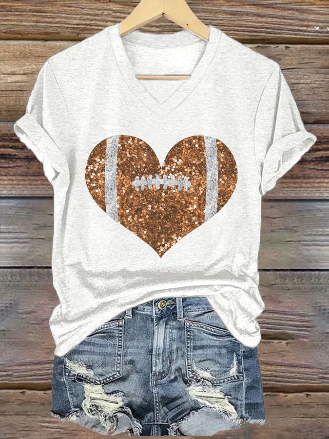š„Buy 2 Get 5% Offš„Women's Sequined Football Print Casual T-Shirt