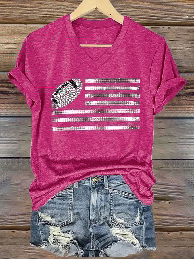 š„Buy 2 Get 5% Offš„Women'S Football Bling Print Casual T-Shirt