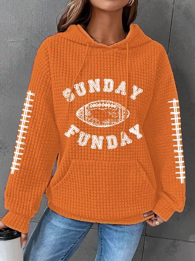 š„Buy 2 Get 5% Offš„Women's Sunday Funday Football Fans Lovers Gameday Casual Waffle Hoodie