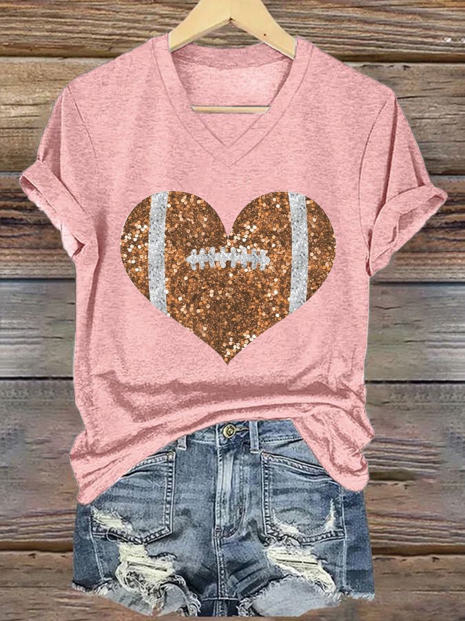 š„Buy 2 Get 5% Offš„Women's Sequined Football Print Casual T-Shirt