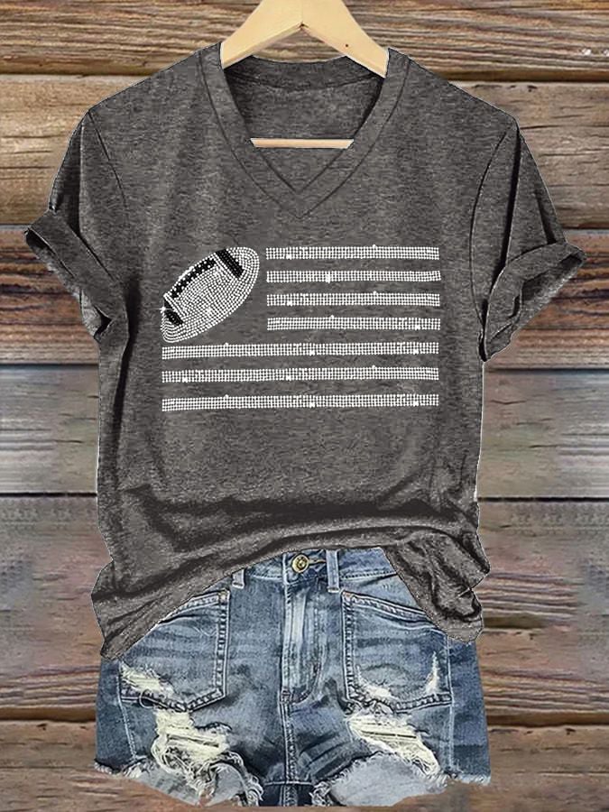 š„Buy 2 Get 5% Offš„Women'S Football Bling Print Casual T-Shirt