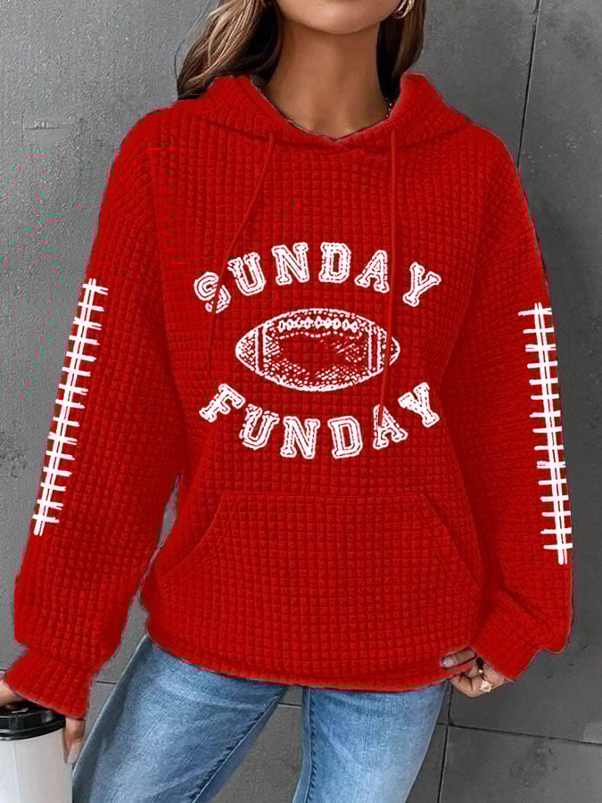 š„Buy 2 Get 5% Offš„Women's Sunday Funday Football Fans Lovers Gameday Casual Waffle Hoodie