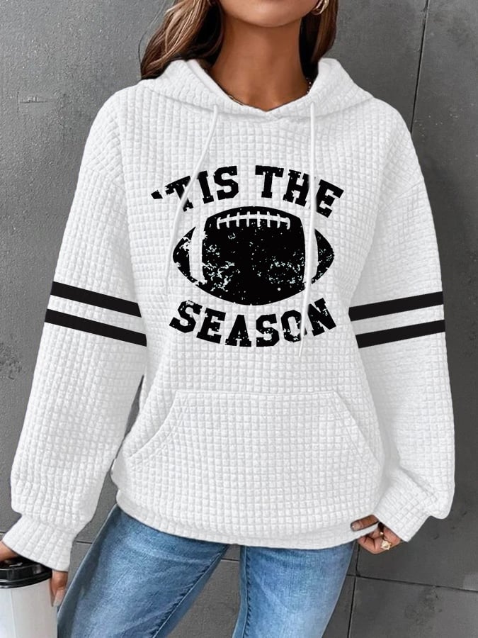 š„Buy 2 Get 5% Offš„Women'S Tis The Season Football Print Casual Waffle Hoodie