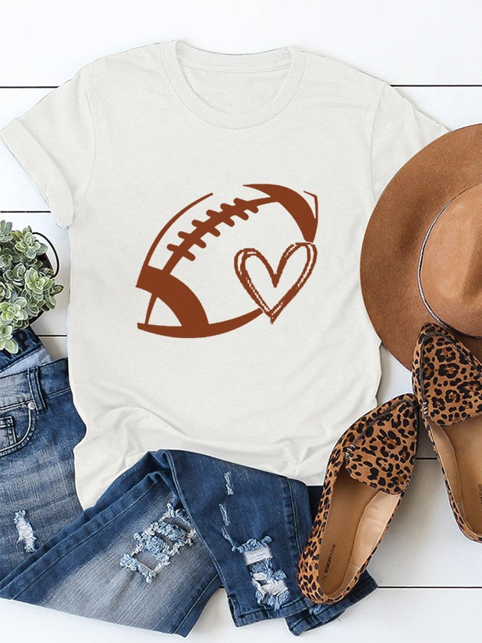 š„Buy 2 Get 5% Offš„Women's Football Love Cotton Tee