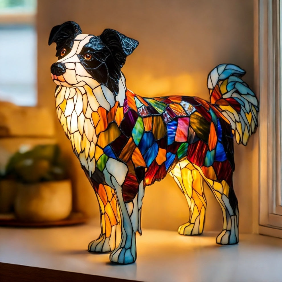Border Collie Resin Art Lamp