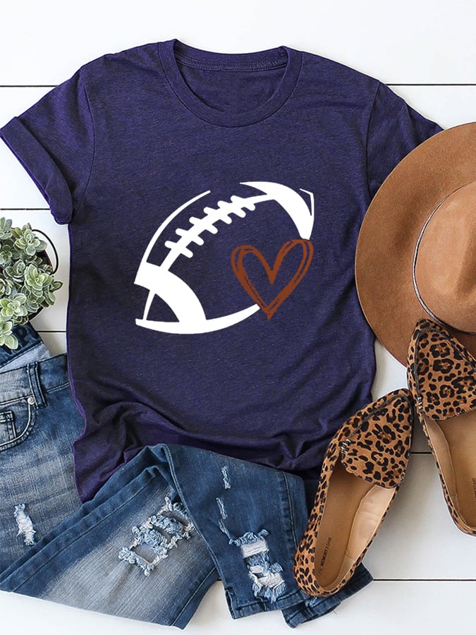 š„Buy 2 Get 5% Offš„Women's Football Love Cotton Tee