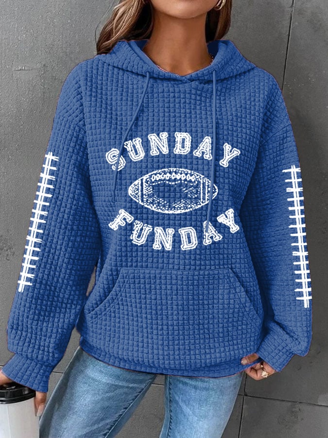 š„Buy 2 Get 5% Offš„Women's Sunday Funday Football Fans Lovers Gameday Casual Waffle Hoodie