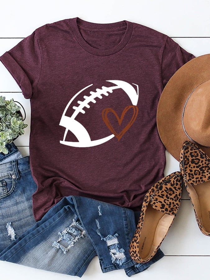 š„Buy 2 Get 5% Offš„Women's Football Love Cotton Tee