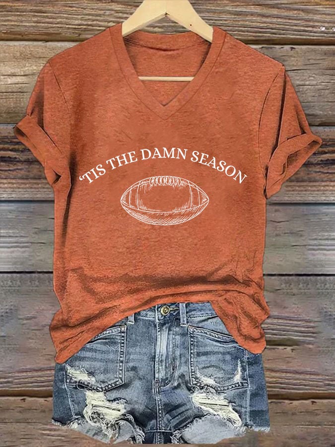 š„Buy 2 Get 5% Offš„Women's Tis The Damn Season Printed Casual V-Neck T-Shirt