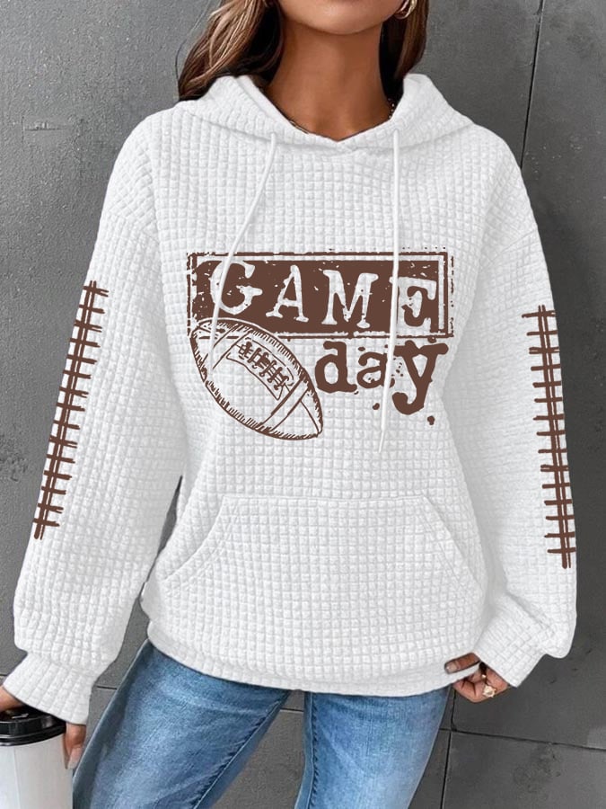 š„Buy 2 Get 5% Offš„Women's Football Fans Lovers Gameday Casual Waffle Hoodie