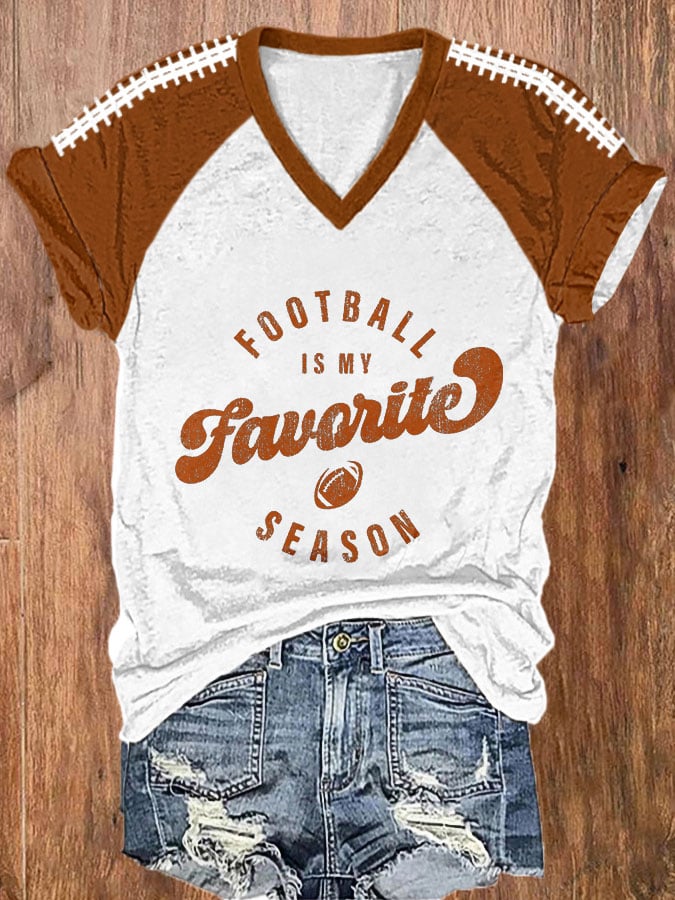 š„Buy 2 Get 5% Offš„Women's Football Fans Lovers Football Is My Favorite Season Casual V-Neck Tee