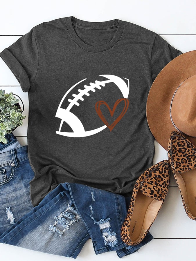 š„Buy 2 Get 5% Offš„Women's Football Love Cotton Tee