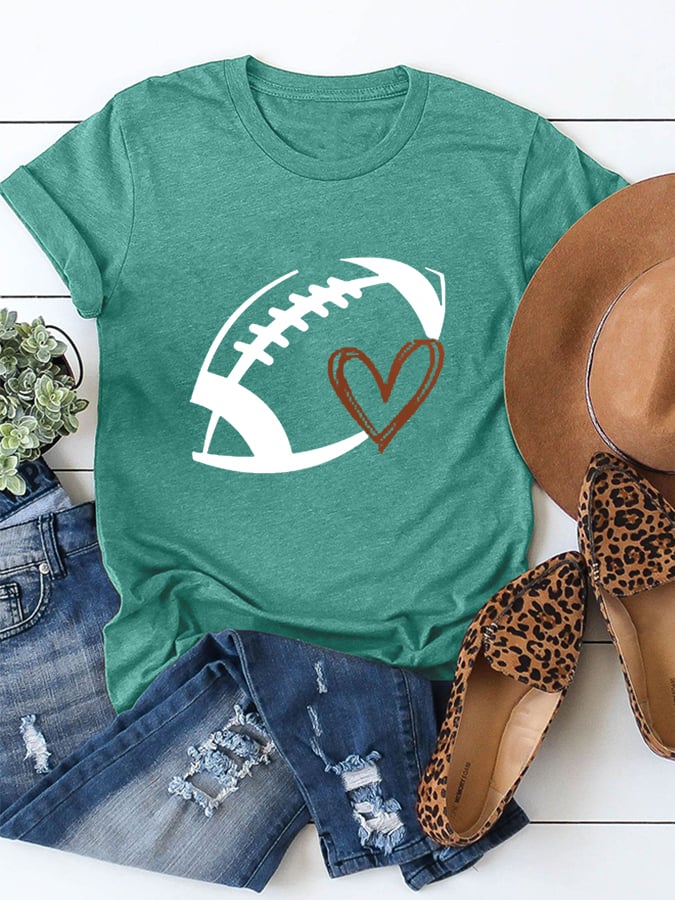 š„Buy 2 Get 5% Offš„Women's Football Love Cotton Tee