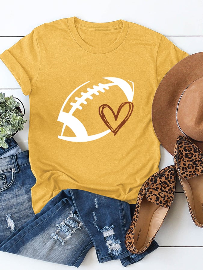 š„Buy 2 Get 5% Offš„Women's Football Love Cotton Tee