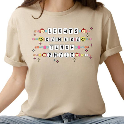 Swiftie Lights Camera Teach Smile Shirt, Teach SmileGraphic T-Shirt