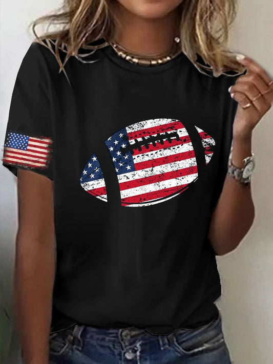 🔥Buy 2 Get 5% Off🔥Womens Football Flag Print T-Shirt