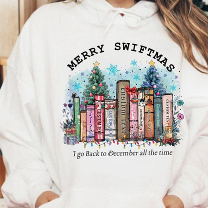 Swiftie Merry Christmas For Booker Book Lover Album Name Song Sweatshirt