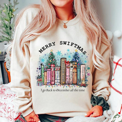 Swiftie Merry Christmas For Booker Book Lover Album Name Song Sweatshirt