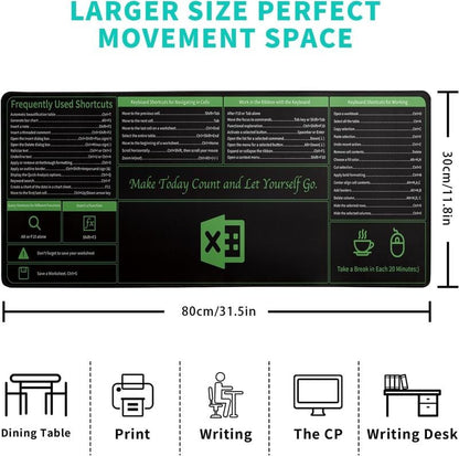 💖Large Size Mouse Pad With Creative Office Shortcuts For Word/Excel/PowerPoint